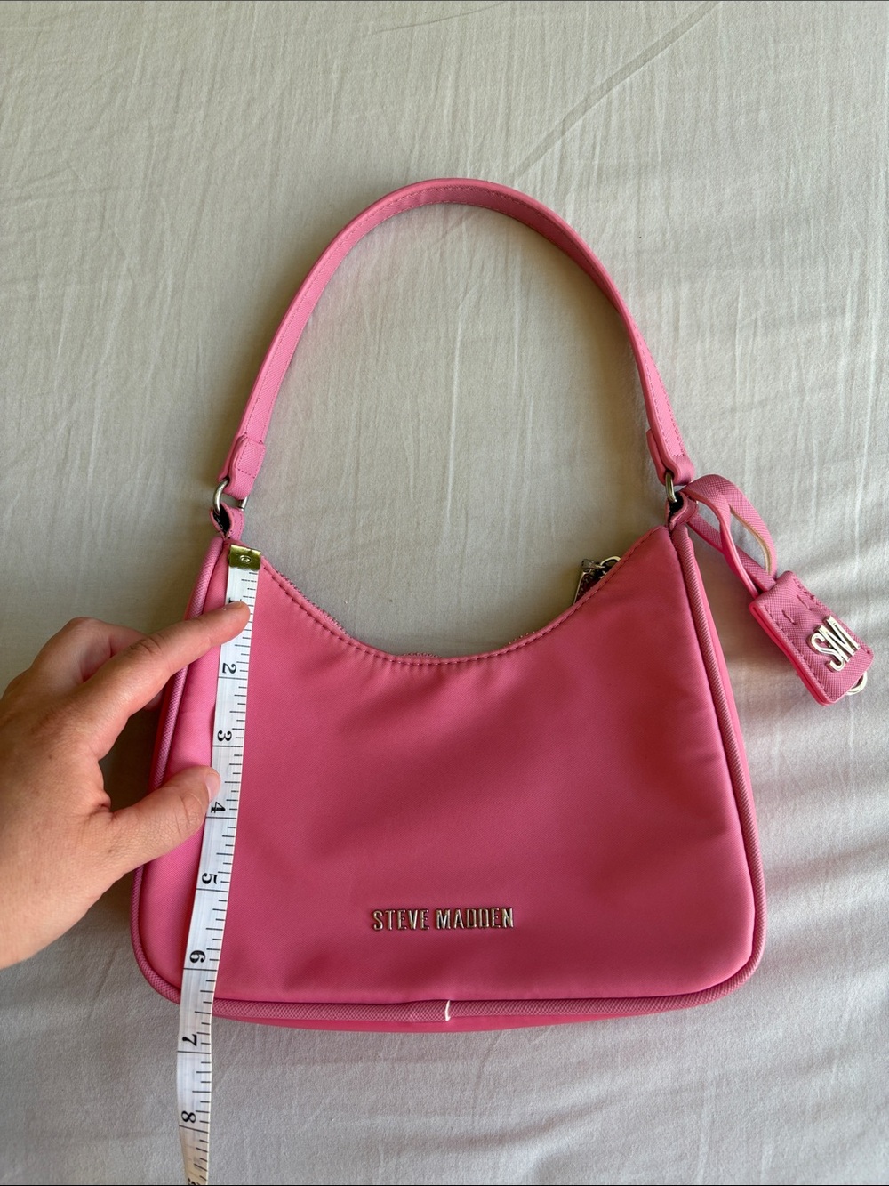 Steve Madden Hot Pink Mini Shoulder Bag with Logo Charm - Picture 6 of 6